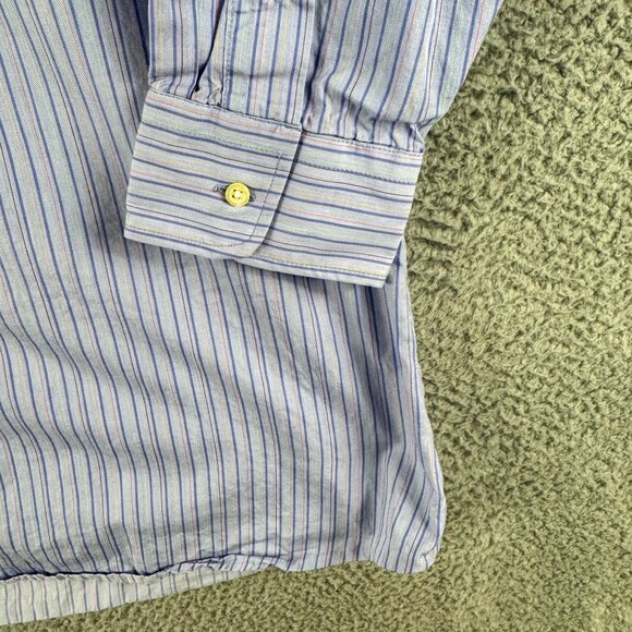 Gitman Bros Dress Shirt Mens 17.5 34‎ Blue Stripe Business Casual Preppy Wedding - Picture 6 of 14